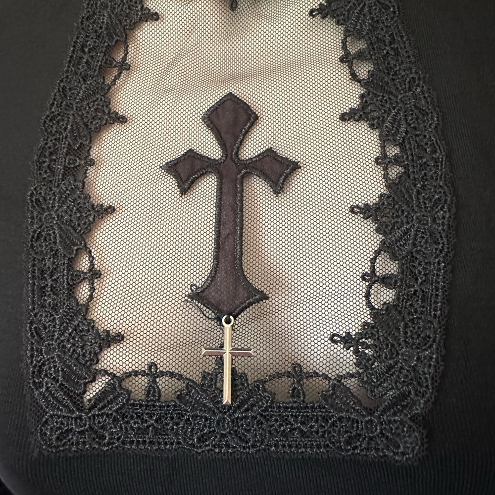 Elegant Black Lace Detail Women's Top Goth Gothic - Picture 9 of 16